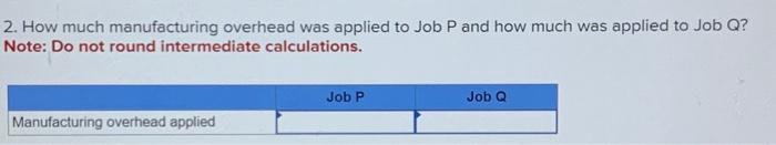 sold only two jobs during the year-Job P and Job Q. The