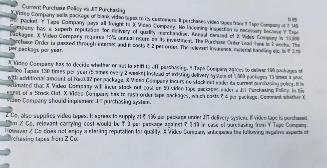 Alternatives M03 alla Company manufactures two products EXE and WYE, which pass