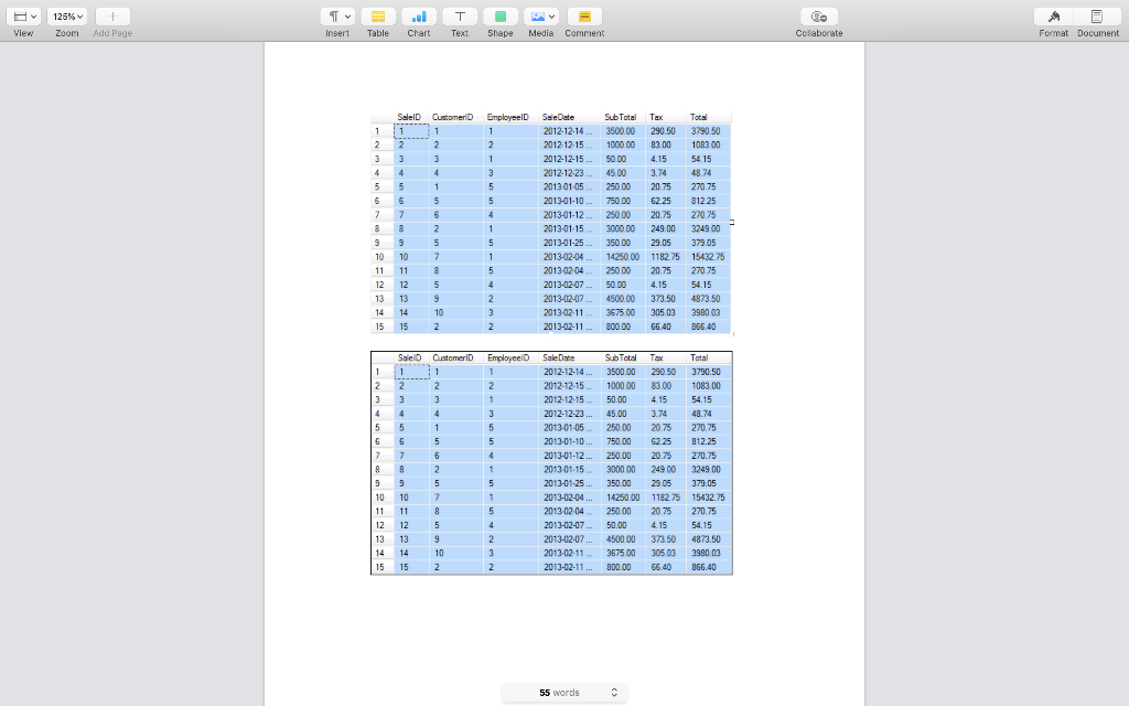 foreign key constraints for the relationships in each of these tables. Make