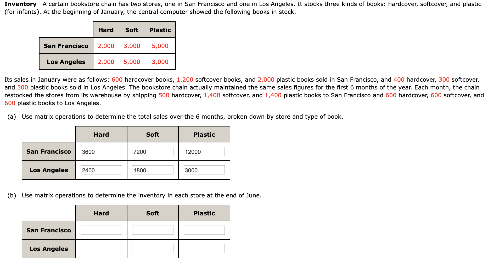  Inventory A certain bookstore chain has two stores, one in San