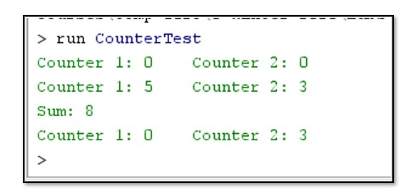 Java write the class Counter Comments about the class Counter: Methods click