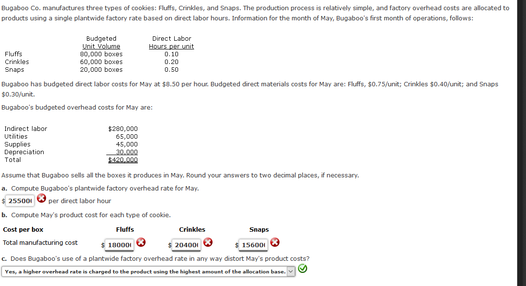 Please help with answers marked wrong - Bugaboo Co. manufactures three types