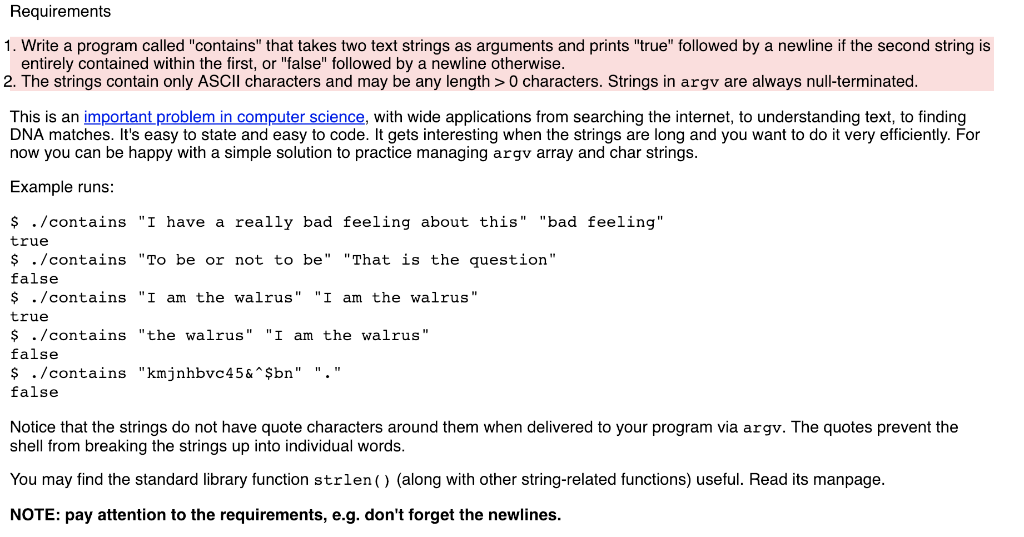 Ques) write a program in c, which meets the following requirements. Requirements