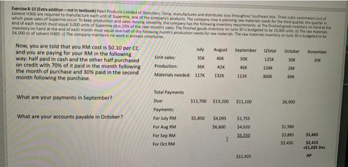 can you show me all calculation Exercise 8-10 (Extra addition - not