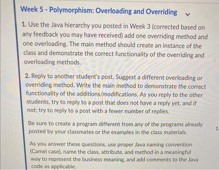 7. 1. Create a Java class with two subclasses (children). Each class