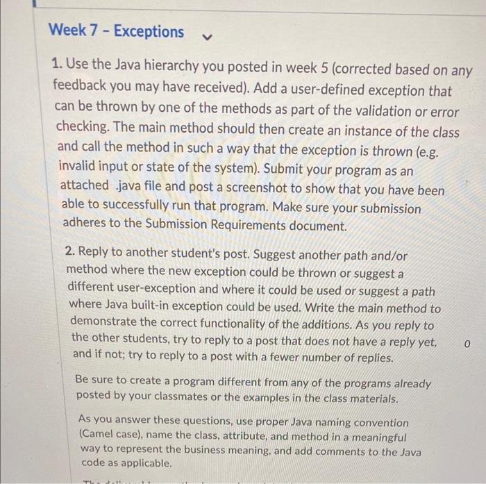 should have at least one attribute and a method. Parent class should