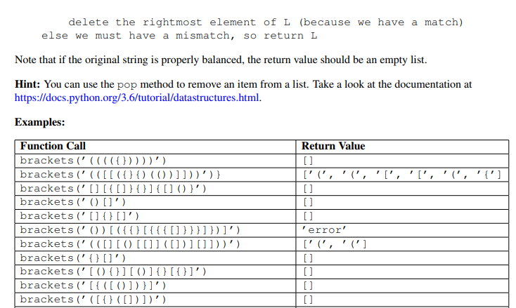 (expr) that takes a string consisting only of the symbols (, ).