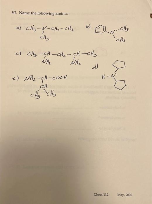 much in advance! Amines 1. Build each of the following amines with