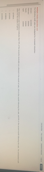  CALCULATOR FULLSCREEN PRINTER VERSION REXTM Multiple Choice Question 122 The following