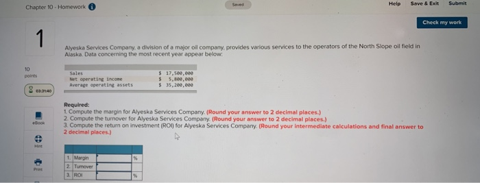  Chapter 10 - Homework Help Save & Exit Submit Check my