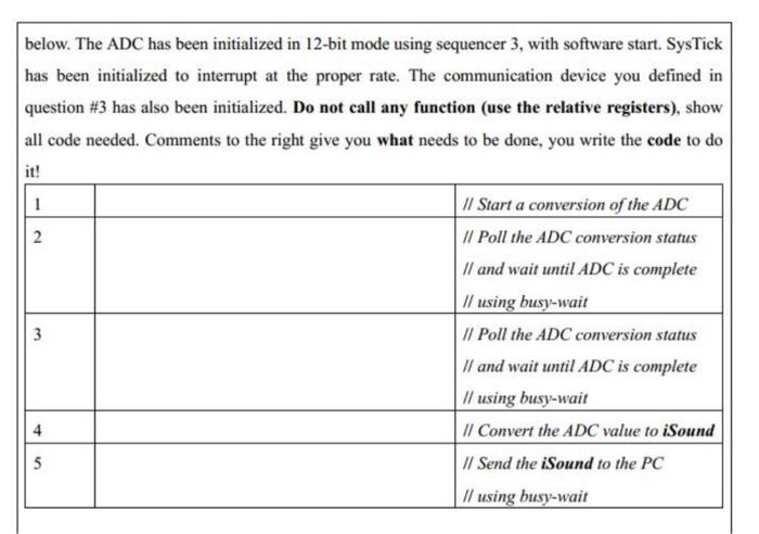 will give thumbs up [15 points] Problem 6. ADC, Interrupts, and Sampling