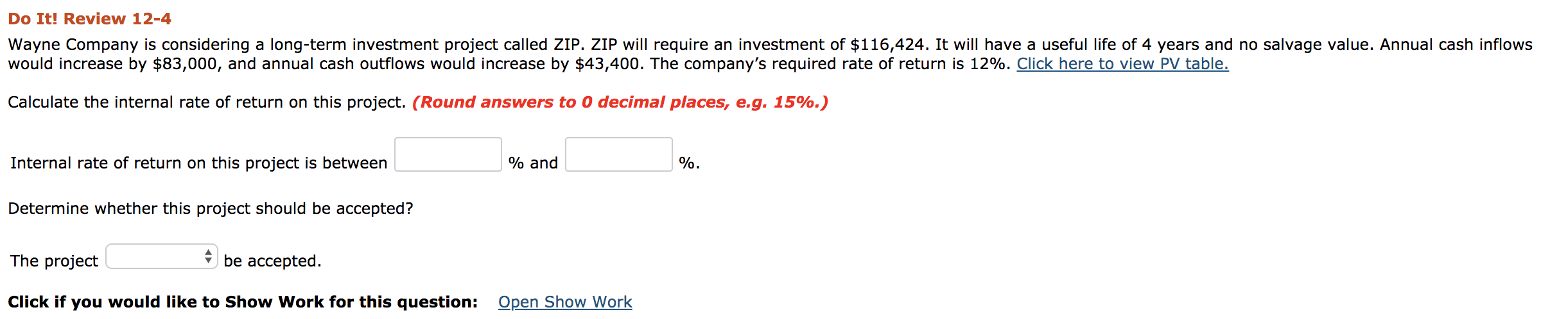  Do It! Review 12-4 Wayne Company is considering a long-term investment