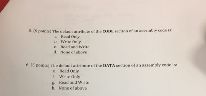  cl ambly code in a. Read Only b. Write Only c.