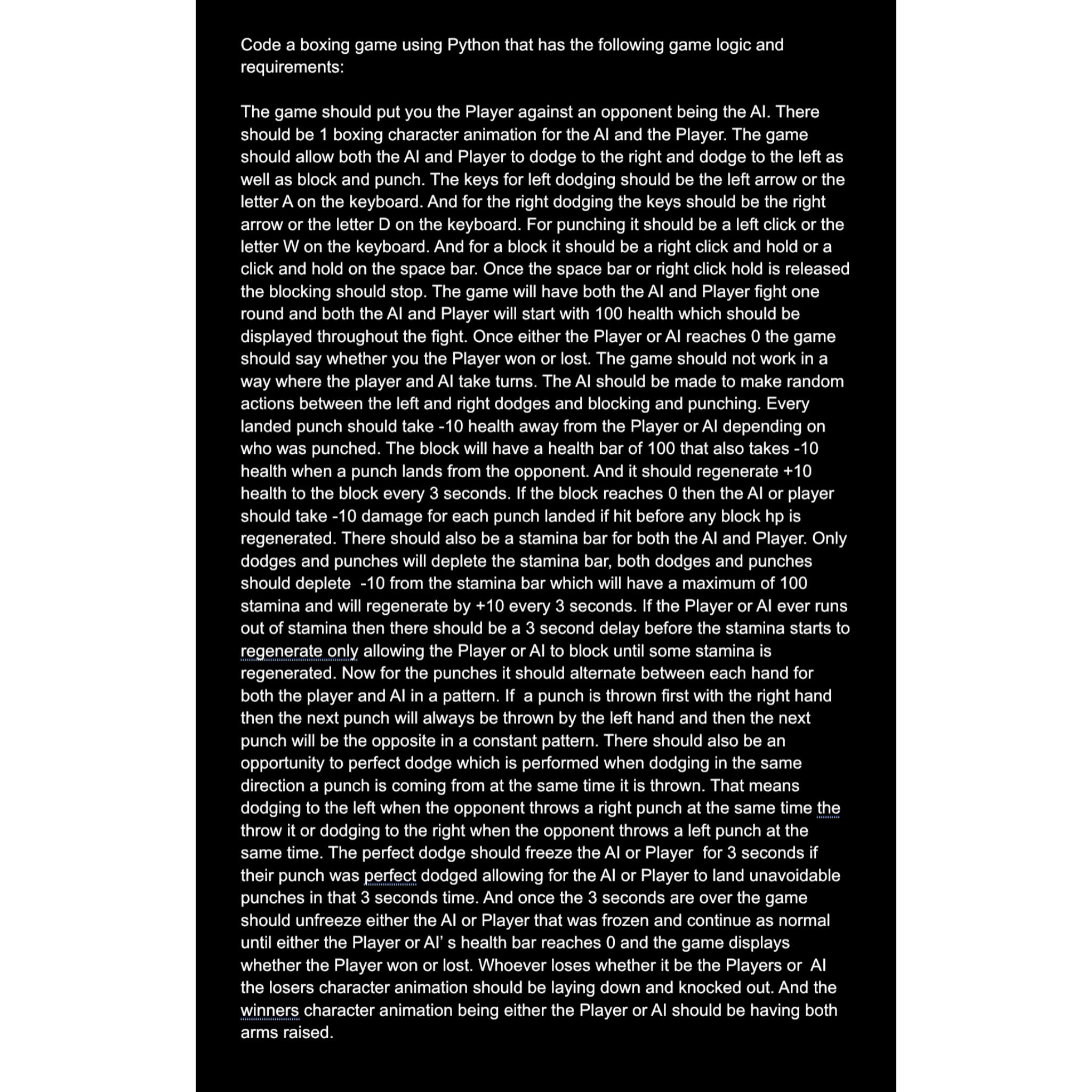  Code a boxing game using Python that has the following game