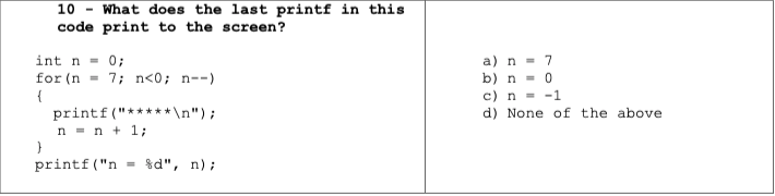 10What does the last printf in this code print to the