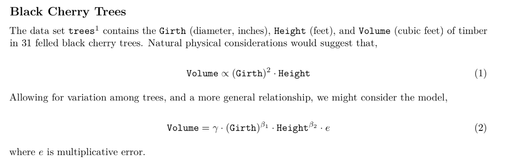 Use R Code to solve the following: Data set trees is in