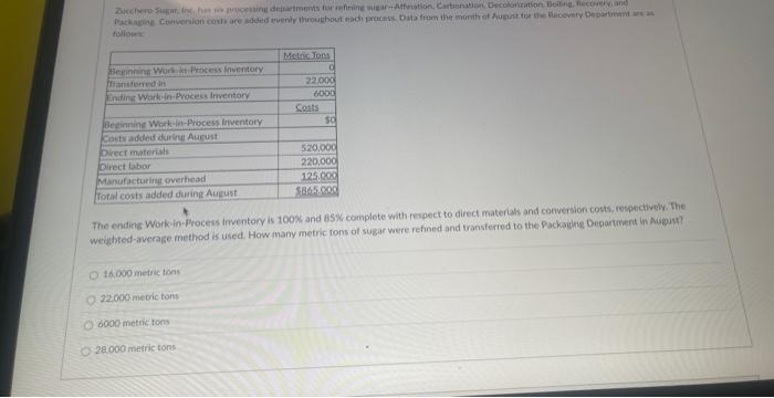  fillove The ending Work in. Process inventory is 100% and 85%