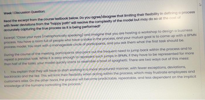  Week 1 Discussion Question: Read the excerpt from the course textbook