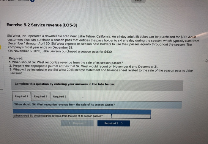  Three sections. Photos updated for each section Exercise 5-2 Service revenue