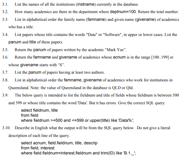you should also study by yourself the SOL Plus tutorial on Canvas