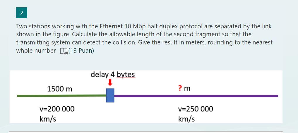  Two stations working with the Ethernet 10Mbp half duplex protocol are