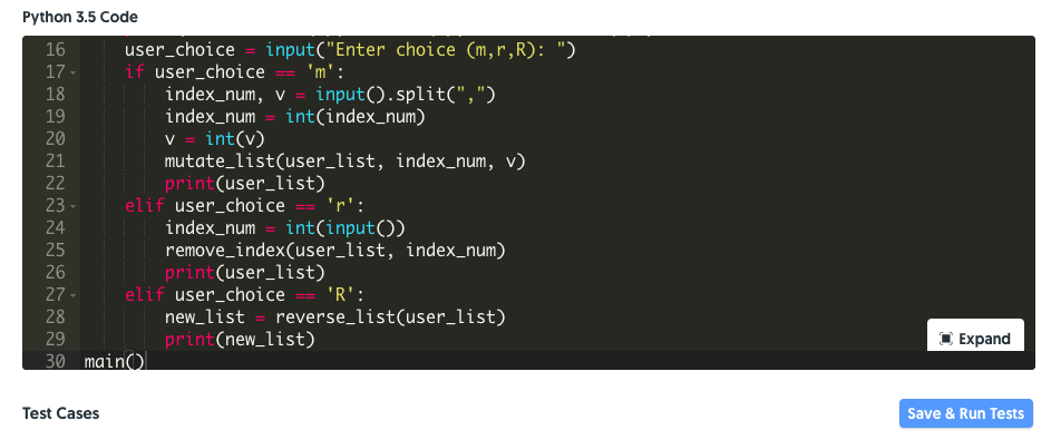 Then, it allows the user to manipulate the list using 3 functions: