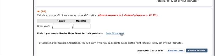 Majestic, which sells for $1,270. The production cost computed per unit under