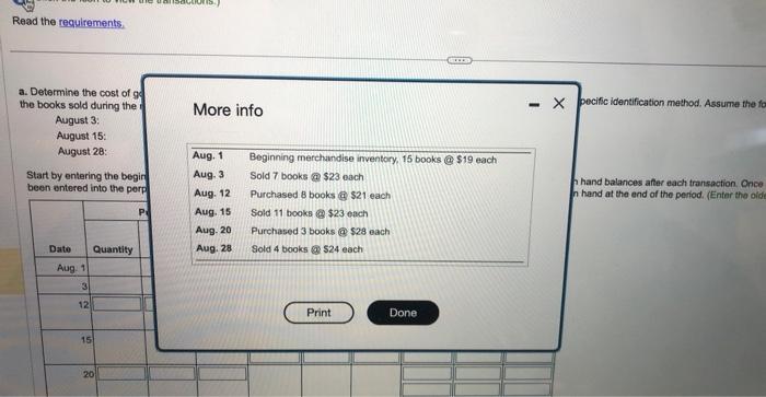 please help ASAP! More info pecific identification method. Assume the fo hand