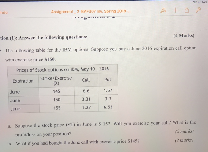  @ 14% Indo Assignment_2 BAF307 Inv. Spring 2019-... = tion (1):
