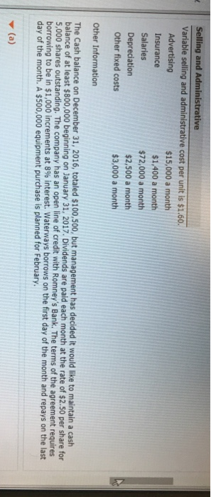 prepare a schedule for expected payments for materials purchases.) Thank you so