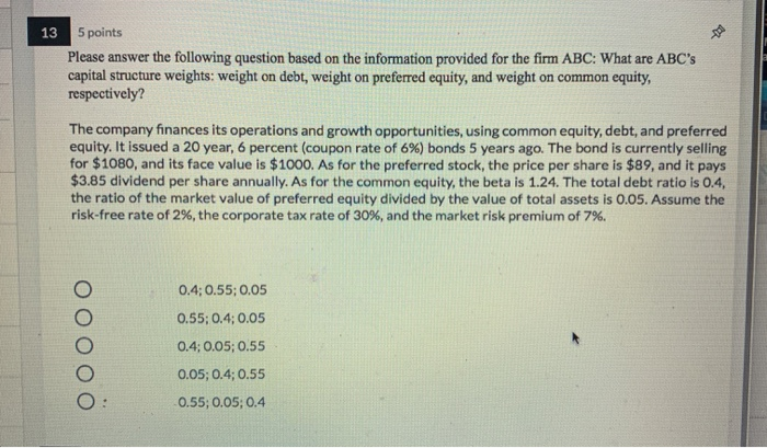 the following question based on the information provided for the firm ABC:
