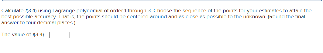 polynomials of order 1 through 3 . Choose the sequence of the