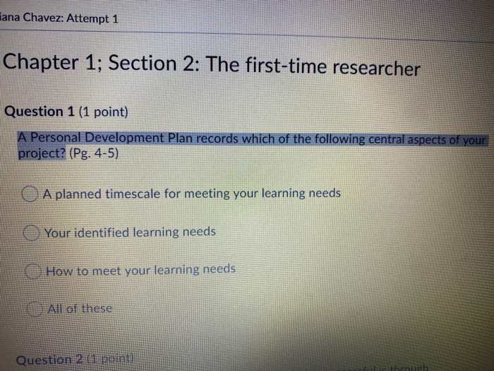 iana Chavez: Attempt 1 Chapter 1; Section 2: The first-time researcher