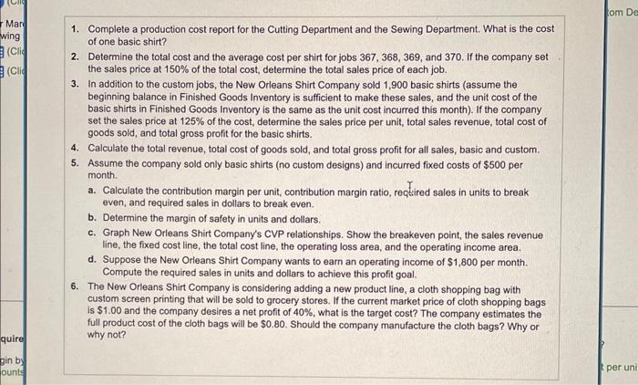 Sewing ??? 2,000 shirts Ending balance 00 shirts Data table The New