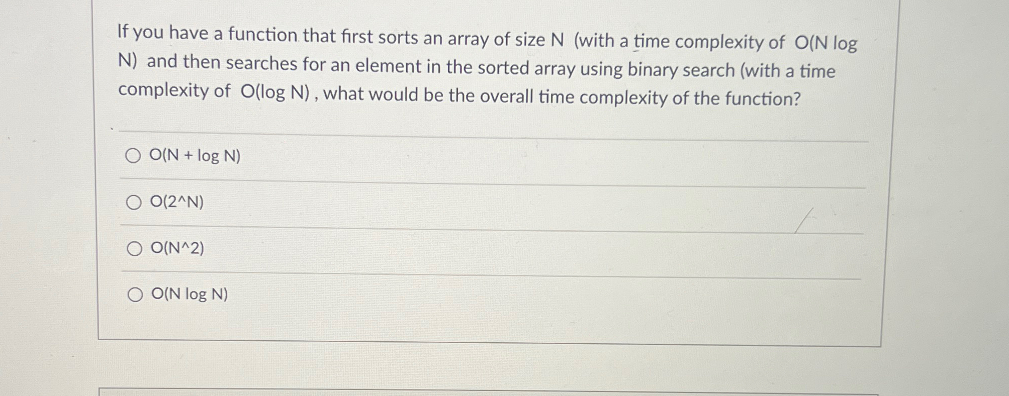  If you have a function that first sorts an array of