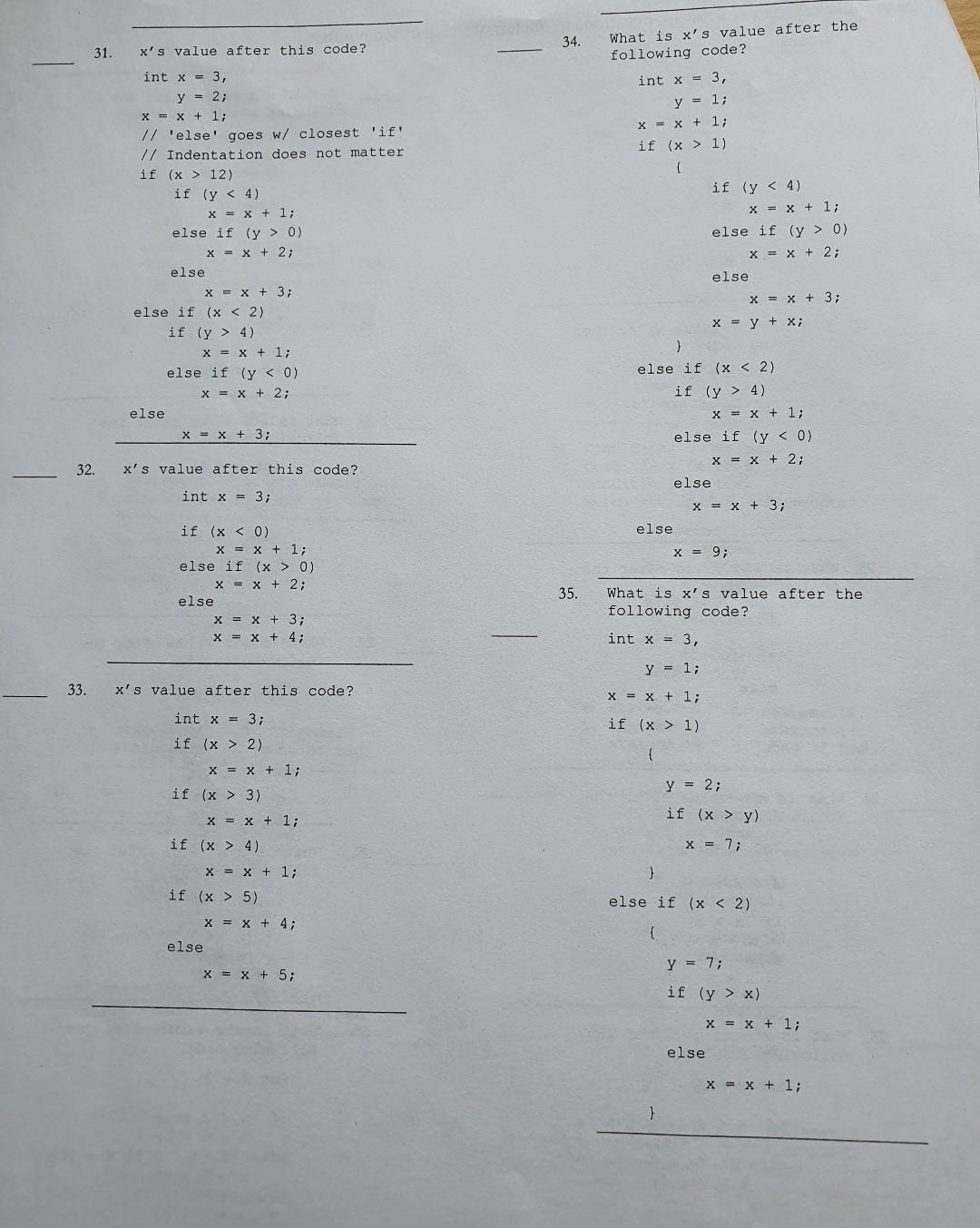 C Programming Could you help me to solve from 31 to