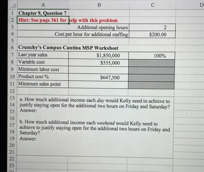  D A B 1 Chapter 9, Question 7 2 Hint: See
