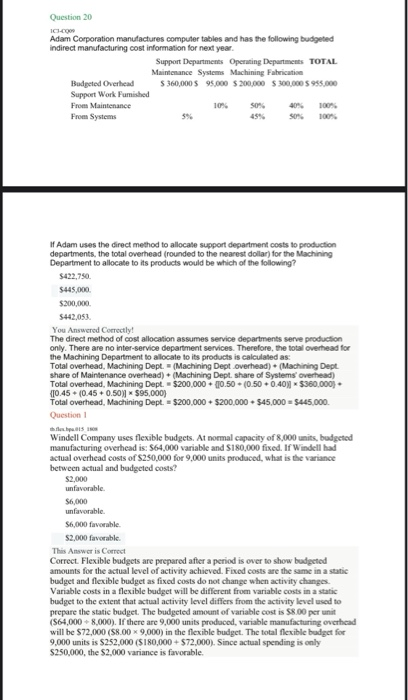 2 questions, please full answer with steps. Question 20 ICH.CO Adam