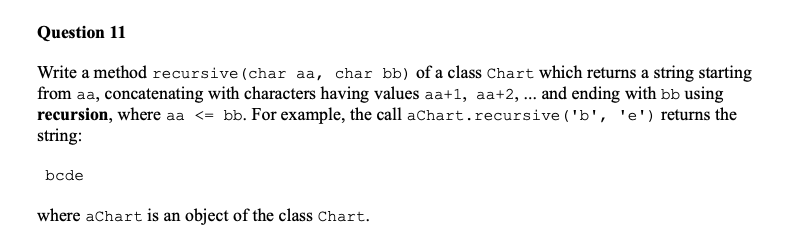 Please answer the below question in Java, thank you. Question 11 Write