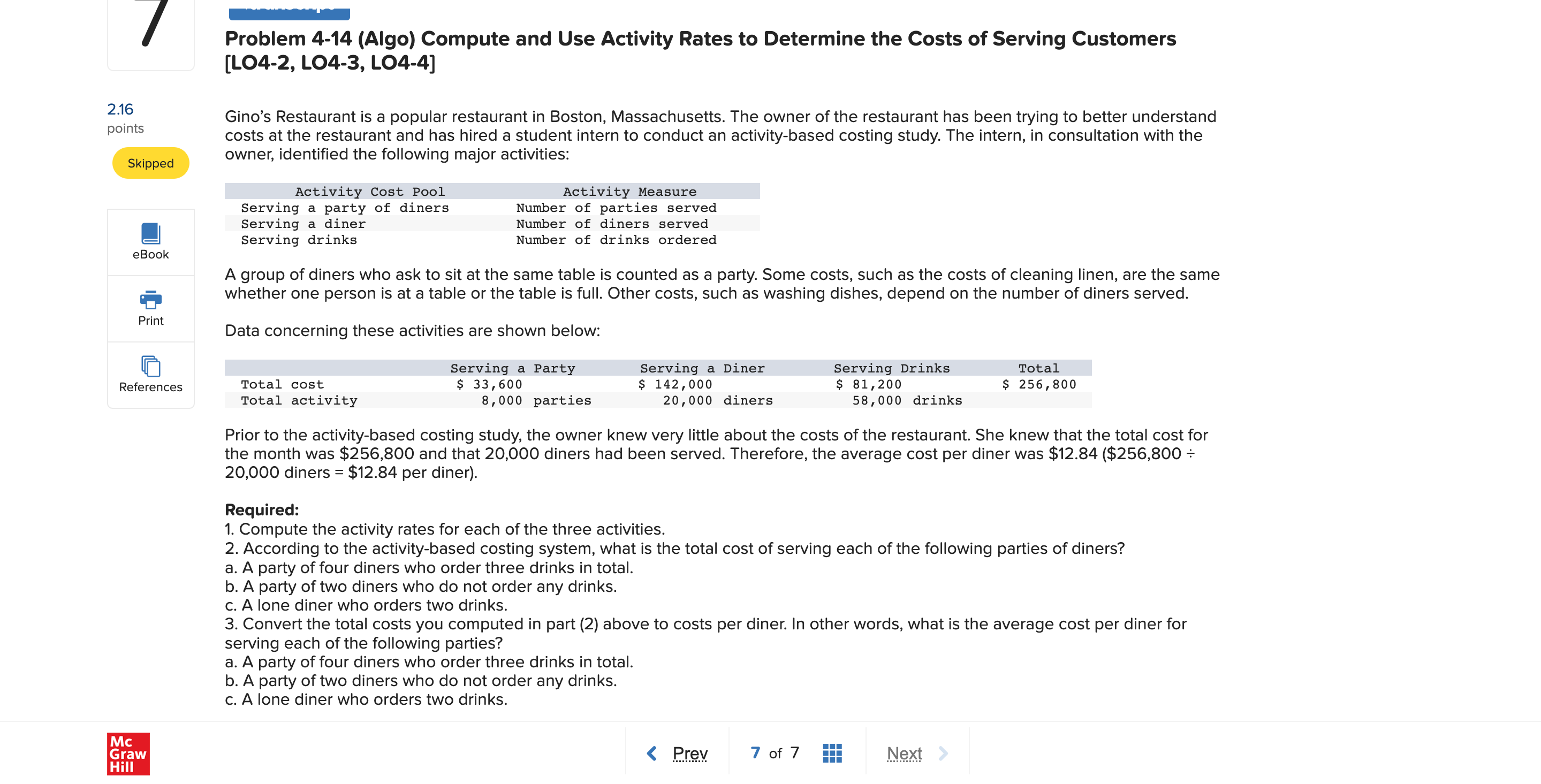  Problem 4-14 (Algo) Compute and Use Activity Rates to Determine the