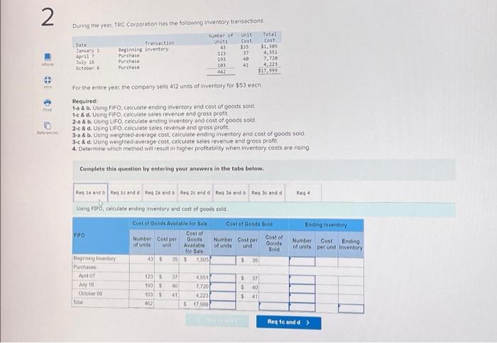  2 eBook 101 Hint Print References During the year, TRC Corporation