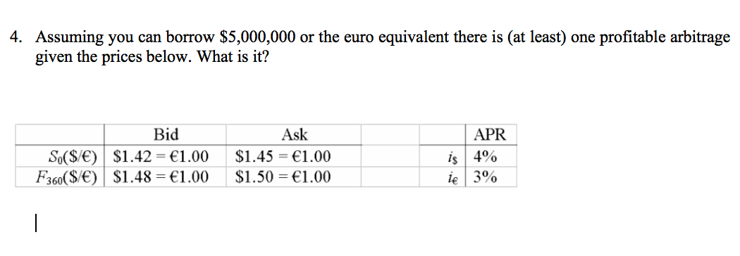 1. Assuming you can borrow $5,000,000 or the euro equivalent there