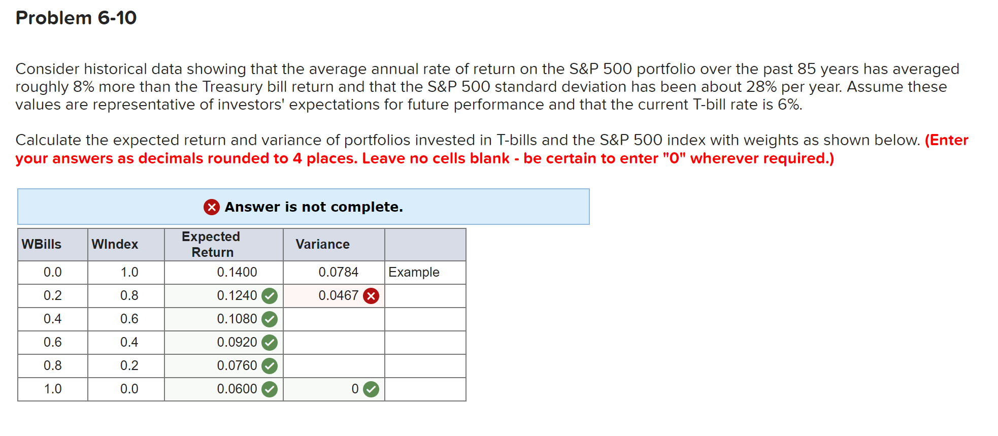  Problem 6-10 Consider historical data showing that the average annual rate
