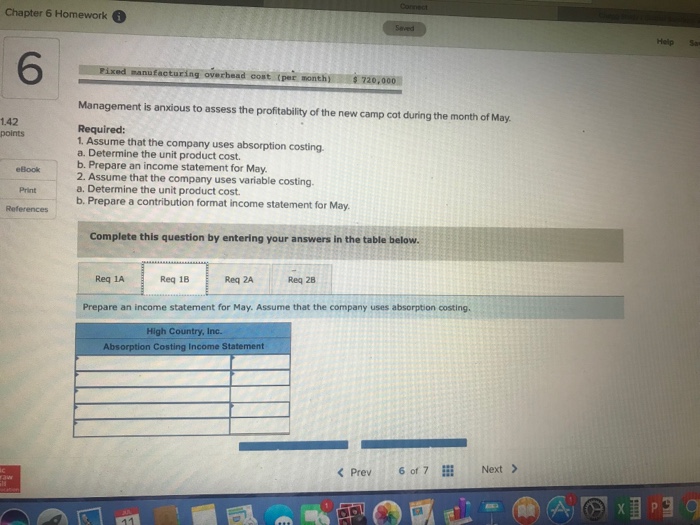 Operating Income [L06-1, LO6-2, L06-3 42 ints High Country, Inc., produces and