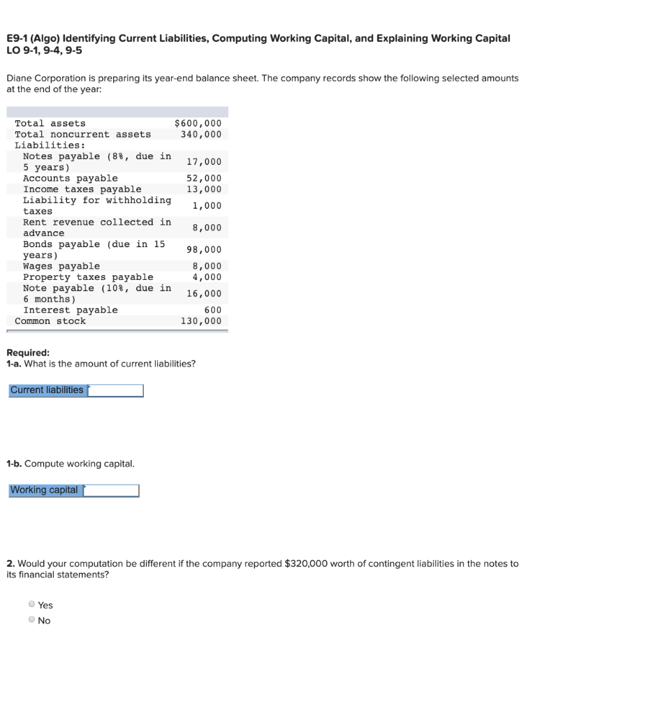 no handwriting pls or make it clear. E9-1 (Algo) Identifying Current Liabilities,