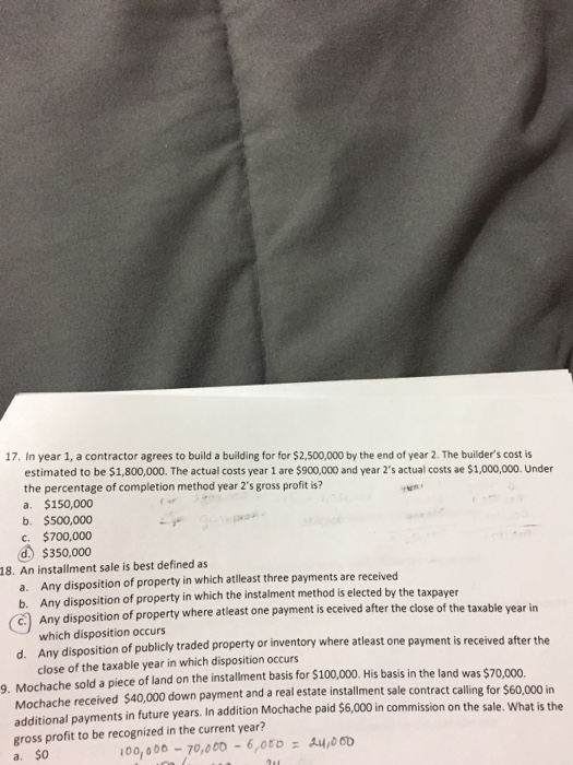  Help me solve number 17 please In year 1, a contractor