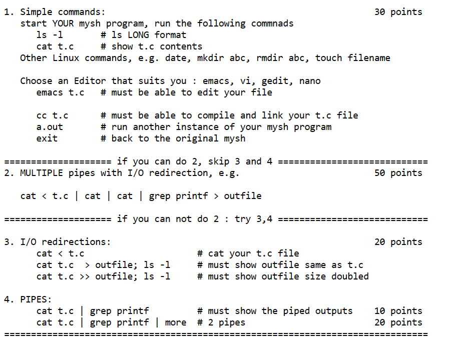 I implement part 2 or multiple pipes with I/O redirection, into the