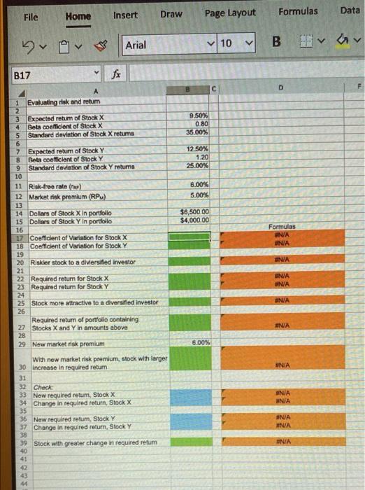 v File Data Home Insert Draw Formulas Page Layout Arial v V10