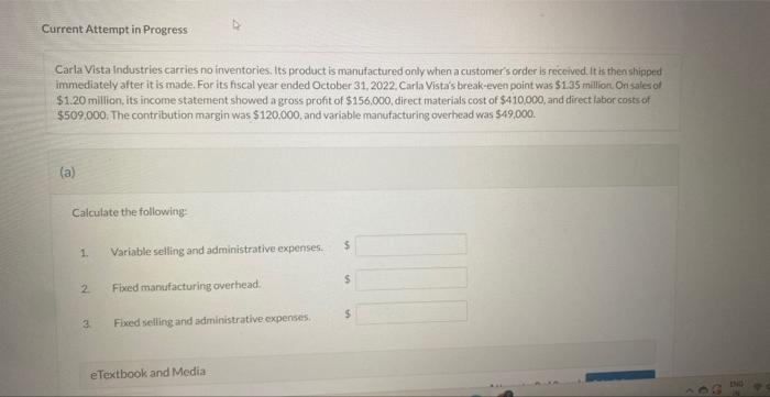  please solve break even point also for part b Carla Vista