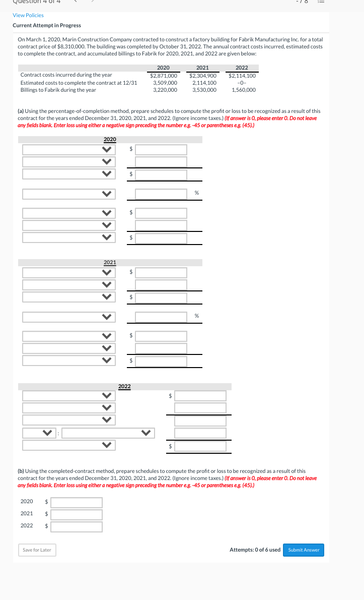 Question 4 01 View Policies Current Attempt in Progress On March